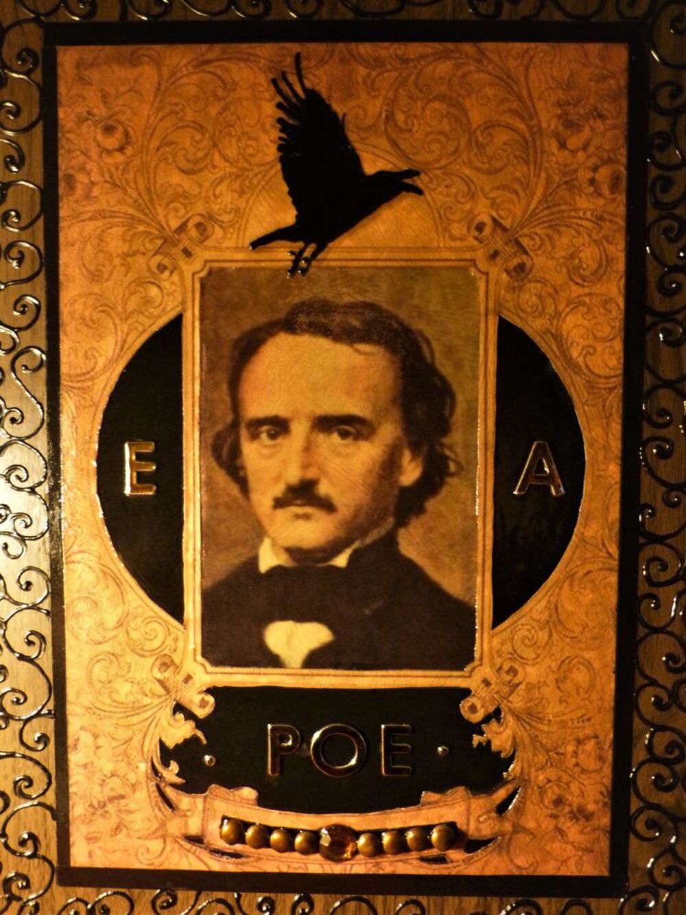 Grand Tableau "EDGAR ALLAN POE" Cr&eacute;a. Steampunk Décoration