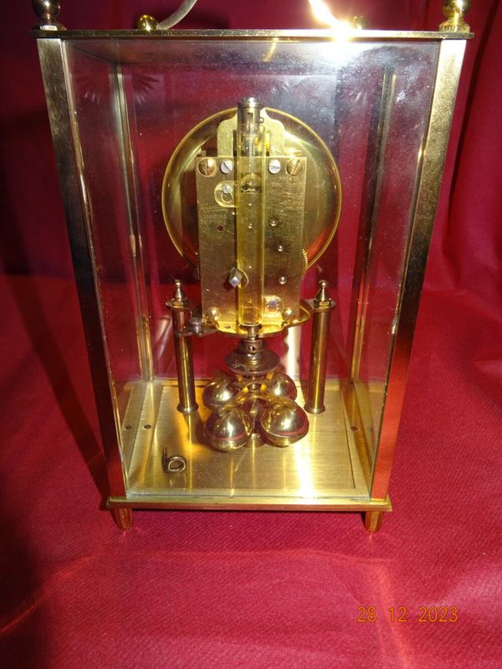 KUNDO PENDULE M&Eacute;CANIQUE ANN&Eacute;ES 50 ART D&Eacute;CO CAGE VERRE LAITON Décoration