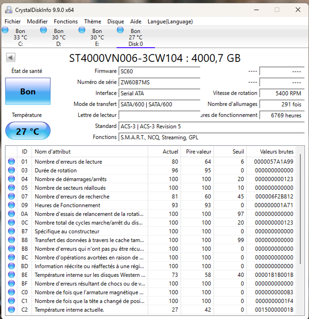 4 HDD NAS Seagate IronWolf 4To ST4000VN006 - Tr&egrave;s bon &eacute;tat Matériel informatique