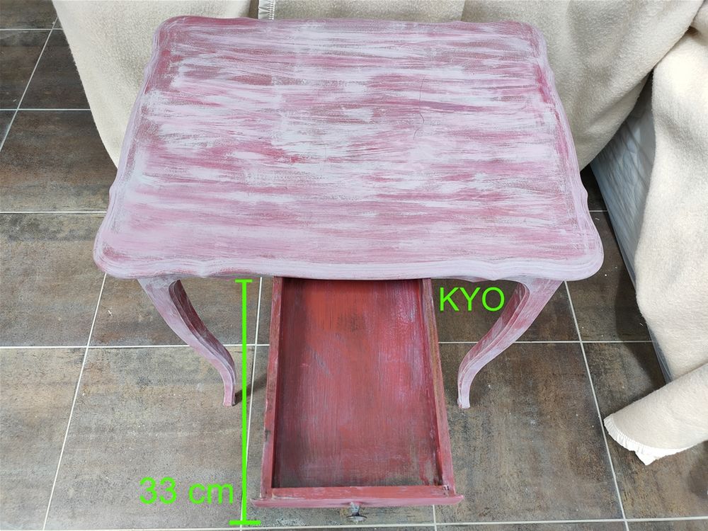 Table d&eacute;corative rectangulaire bois rose, tiroir central Meubles
