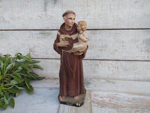 Ancienne Sculpture Statue Religieuse Saint-Antoine de Padoue 55 Loches (37)