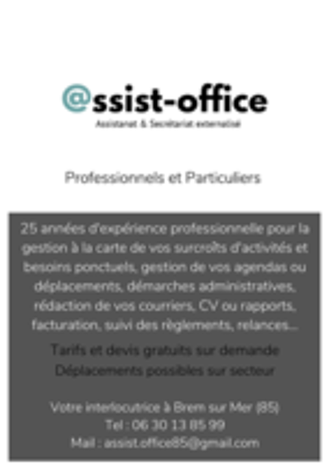   NOUVEAU : ASSISTANAT ET SECRÉTARIAT EXTERNALISE 