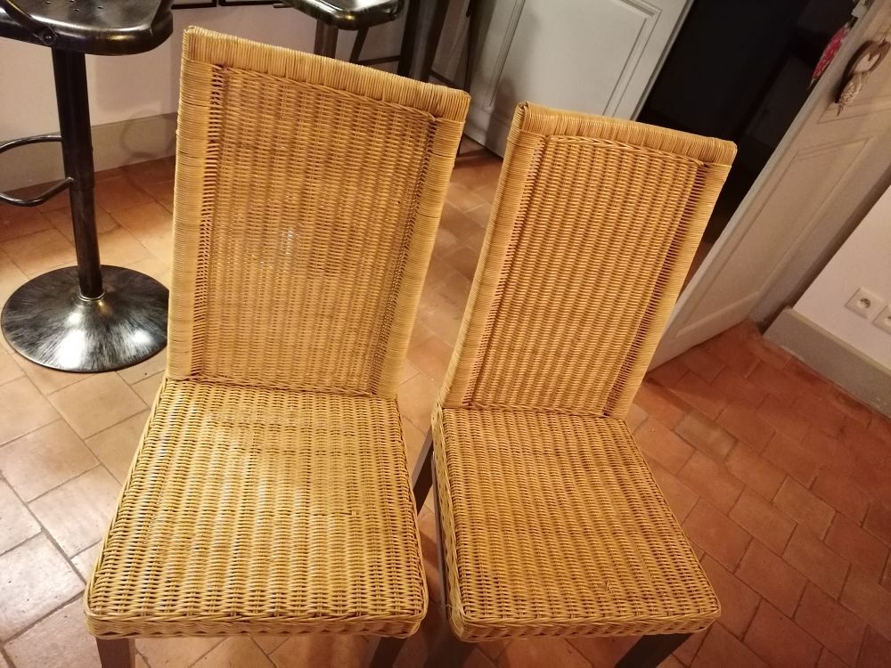 2 chaises en rotin et bois Meubles