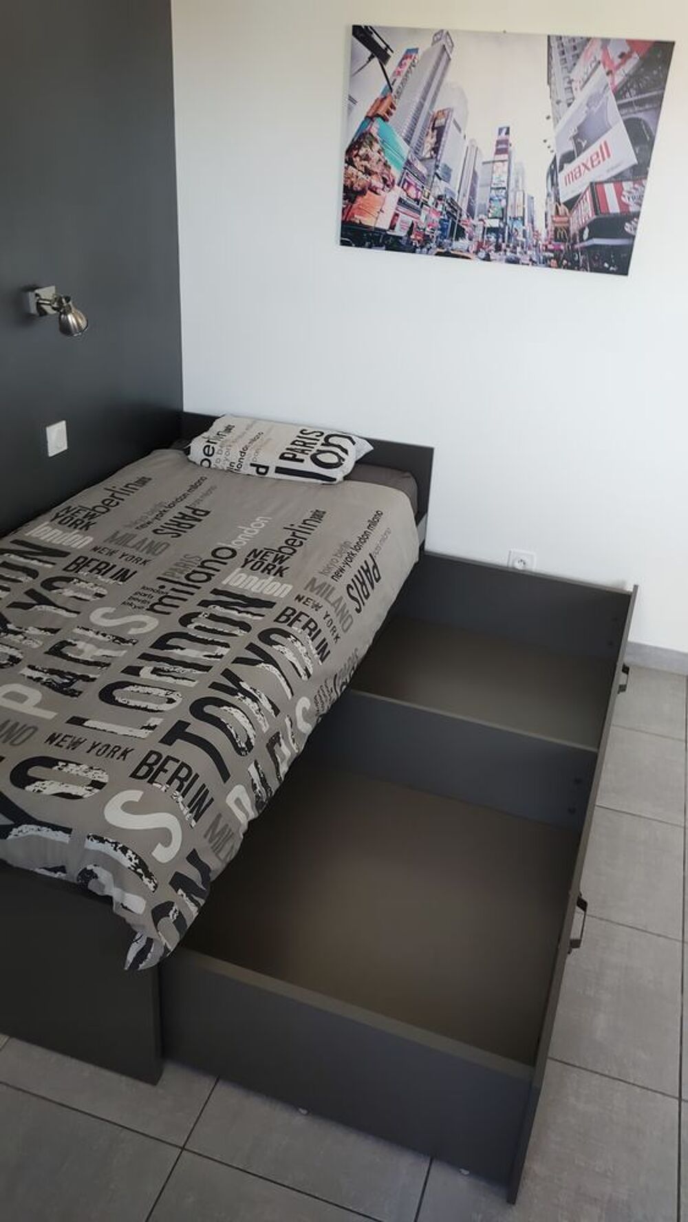 Lit Design 90x190 Enfant/Ado avec son Sommier &amp; Matelas Meubles