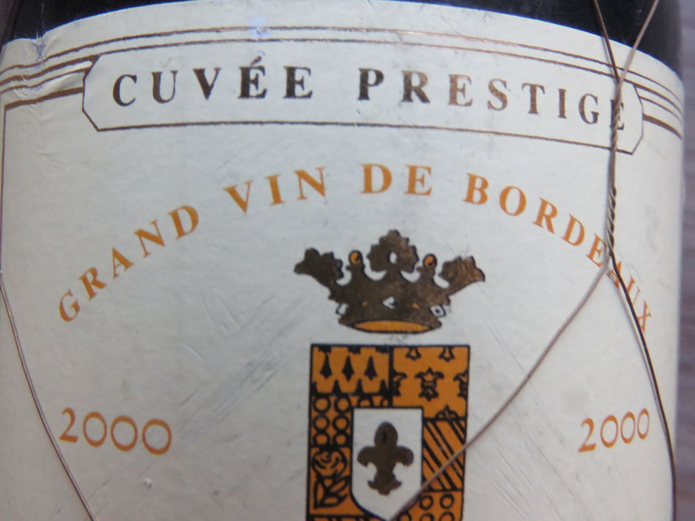 Bordeaux Bois de Sian cuv&eacute;e prestige de l'an 2000 Cuisine
