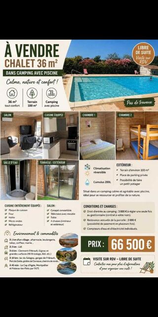  Chalet à vendre 3 pièces 36 m² Saint-andré-de-sangonis