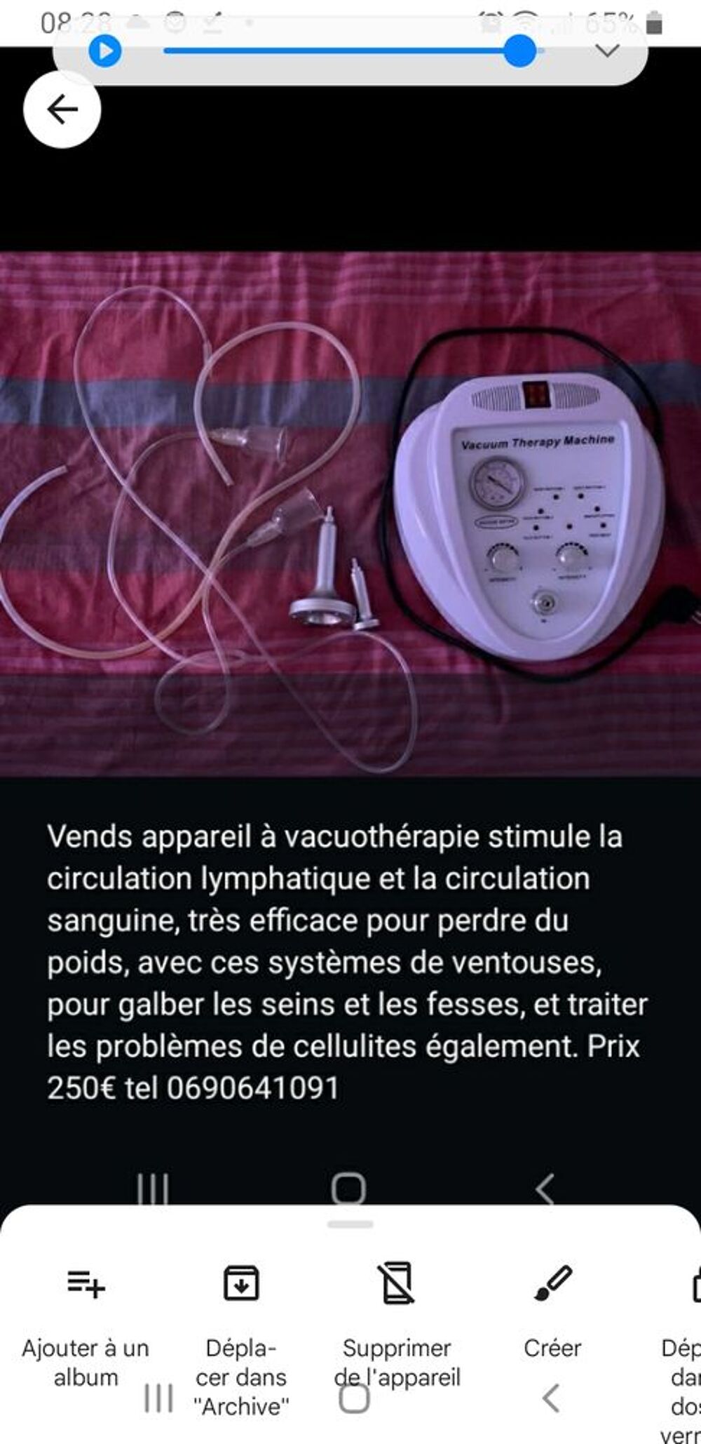   Appareil vacuotherapie ,galbe ,draine le corps.  