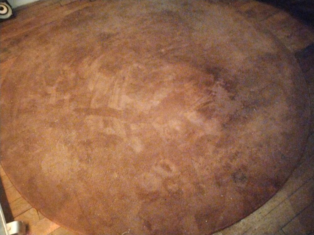 Tapis de salon rond marron en laine Décoration