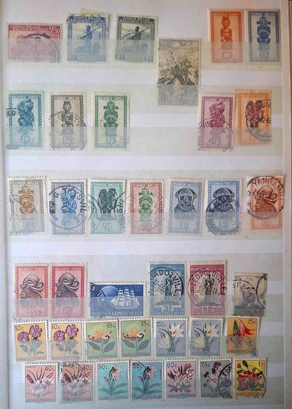 S&eacute;rie de timbres de collection du Congo Belge 