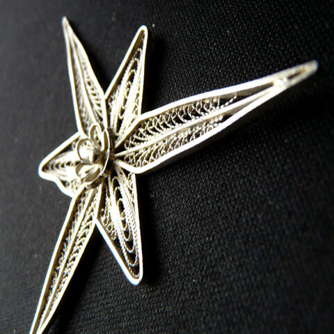 Pendentif forme de Croix en fils dentelle d'Argent Ethiopie 55 Gravelines (59)