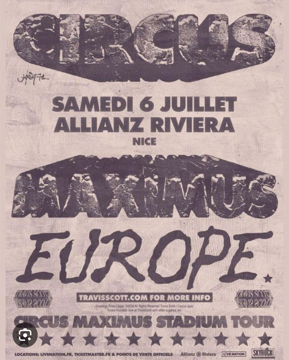 Places concert Travis Scott Nice Billetterie