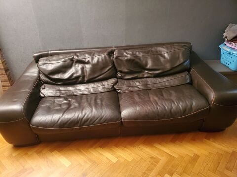 Grand canap en cuir vritable  marron 4 places 270 Suresnes (92)