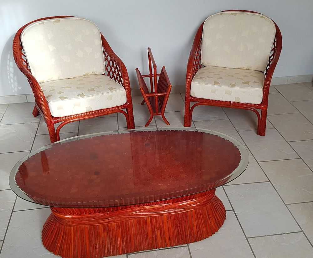Salon salle &agrave; manger rotin Meubles