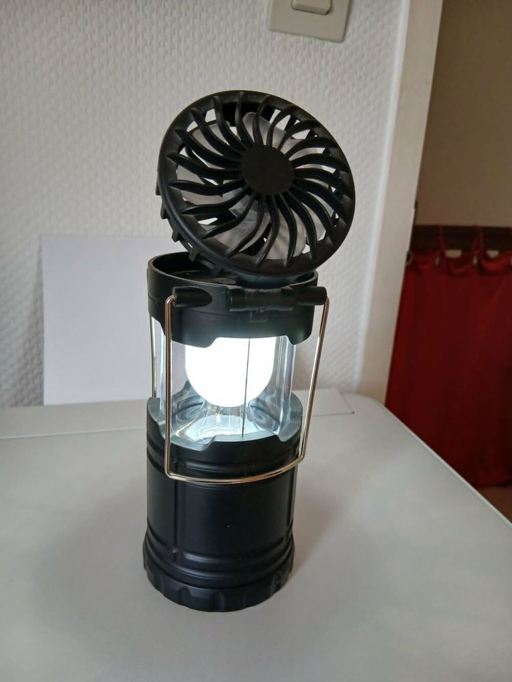 Trois lampes1ventilateur, 2 multifonctions noires N&deg;1468 Jardin