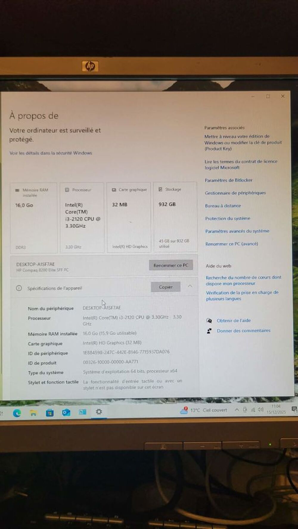 Ordinateur fixe , tour plus &eacute;cran Matériel informatique
