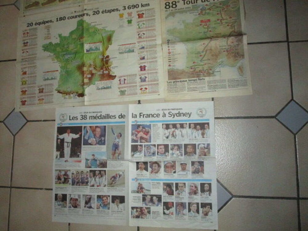 VIEILLES CARTES PARCOURS TOUR DE FRANCE 2001-1999-1995 