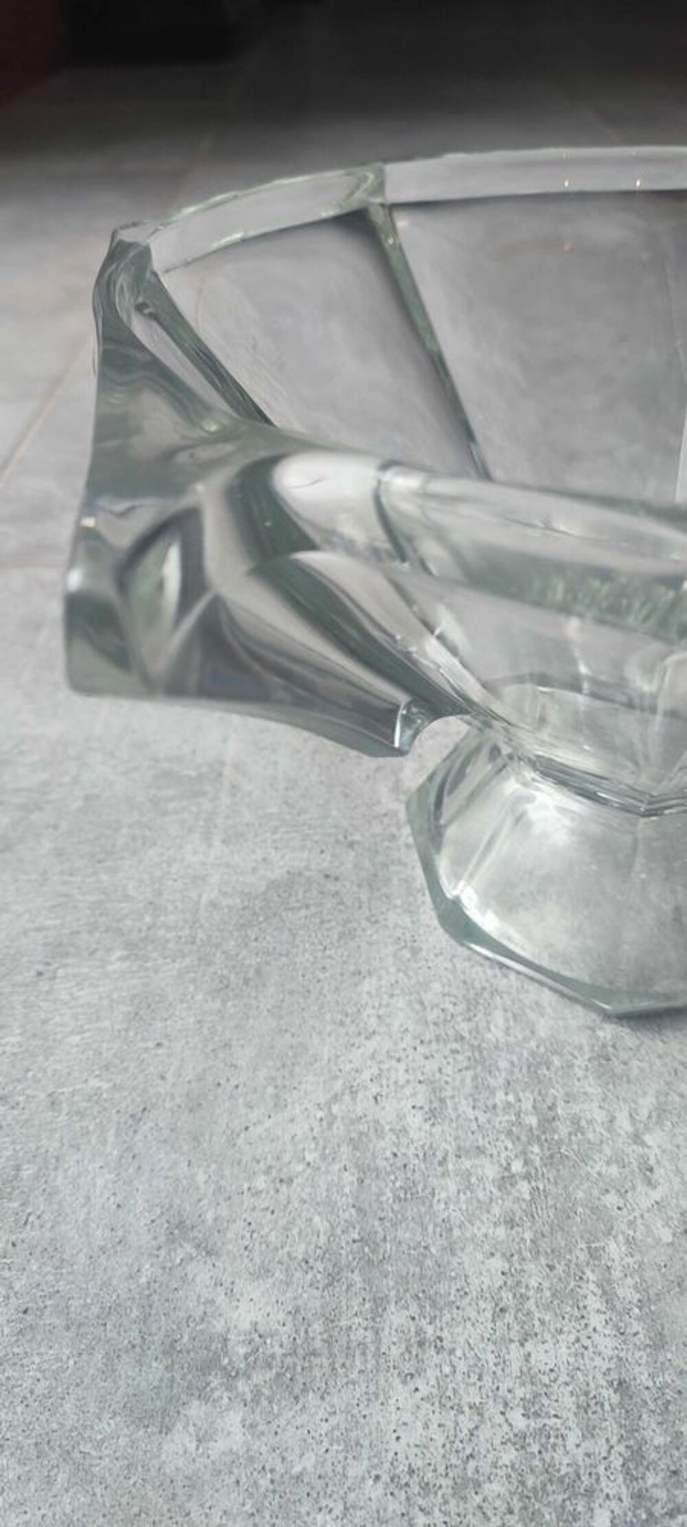 Coupe en verre &eacute;pais grav&eacute;e Slovakia Style Art D&eacute;co 