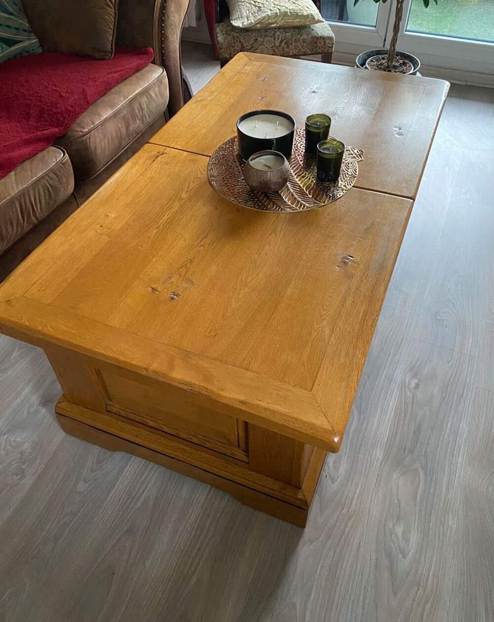 Table basse coffre en ch&ecirc;ne massif Meubles