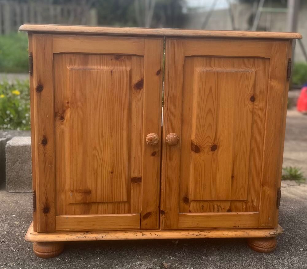 Commode meuble bas en bois massif style rustique €" rangement TV / entr&eacute;e Meubles