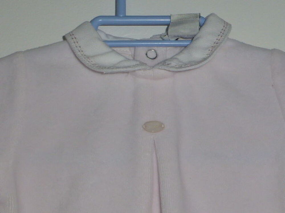 Cyrillus Pyjama velours rose col blanc brod&eacute; 3 mois Vêtements enfants