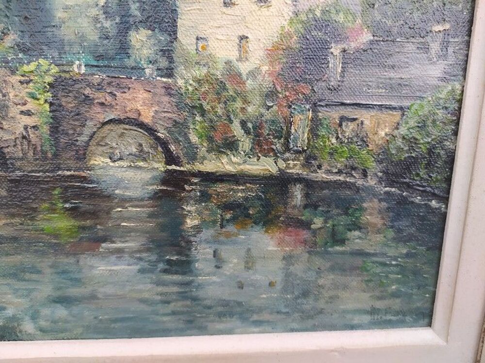 Tableau Pont Fleuri &agrave; Quimperl&eacute; Sign&eacute; M. Fazan 
