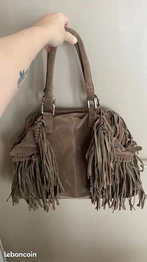 Sac  main en daim frange 5 Lambersart (59)