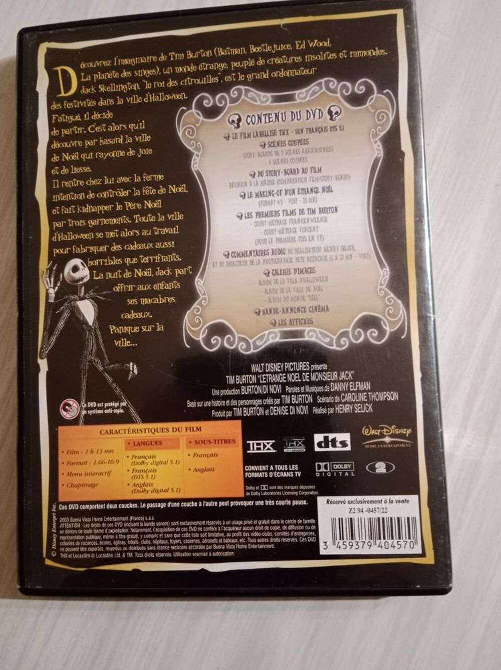 DVD L'&eacute;trange No&euml;l de Monsieur Jack
Tr&egrave;s bon &eacute;tat DVD et blu-ray