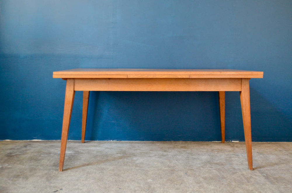 Grande table ancienne aux pieds compas en bois &agrave; rallonges Meubles