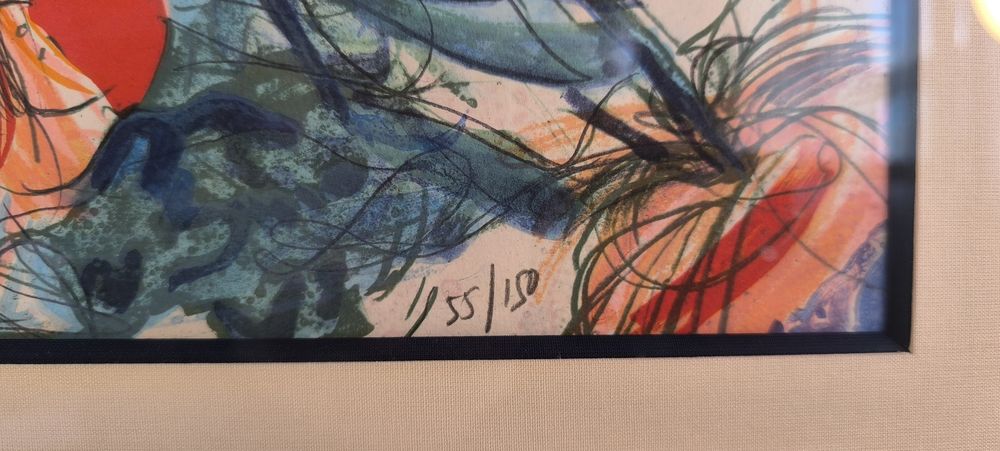 Magnifique lithographie sign&eacute;e ?'Nu Aux Dahlias'' 