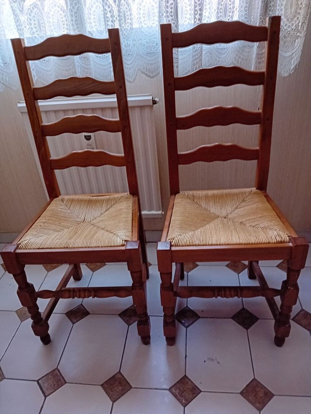 2 CHAISES PAILL&Eacute;ES ET 2 PLIANTES EN TECK Meubles