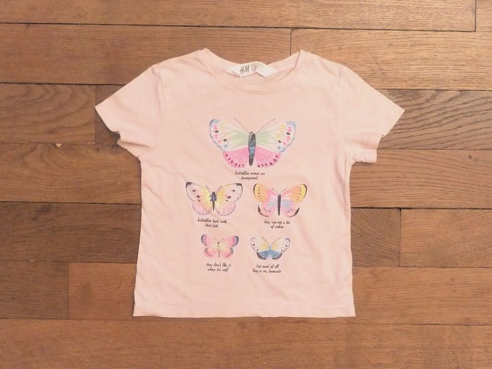 Tee Shirt Coton Rose avec 5 Papillons- 18/24 mois- H&amp;M Vêtements enfants
