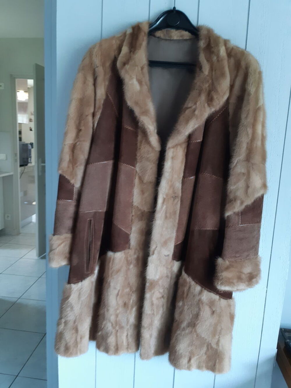Manteau 3/4 de 3 mati&egrave;res Vtements