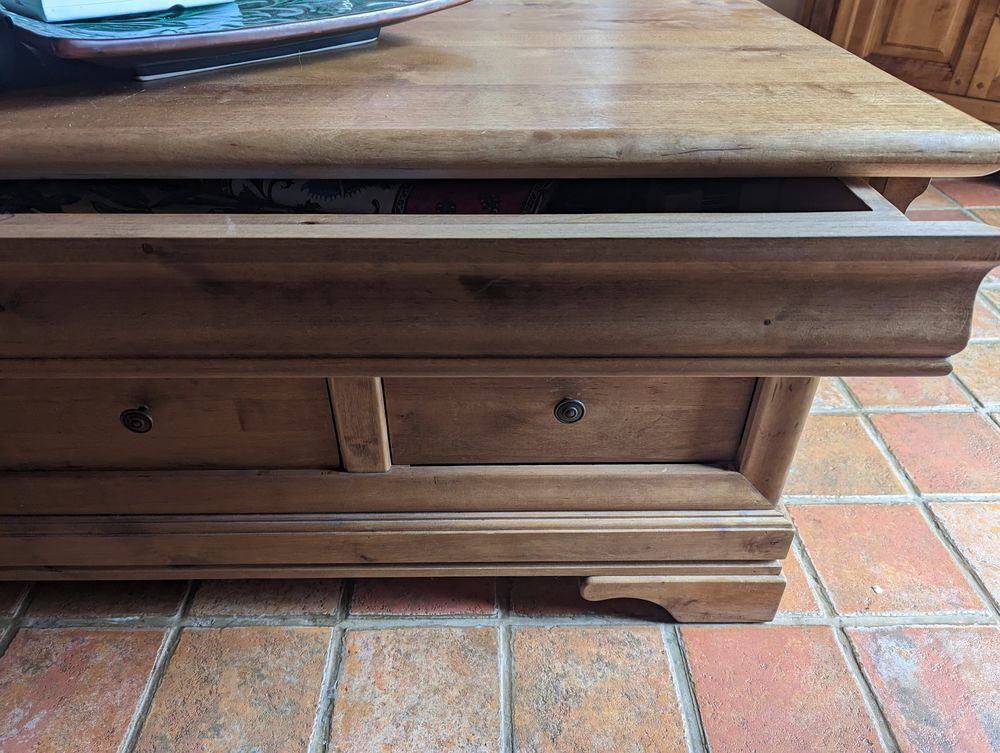 ensemble meuble de t&eacute;l&eacute;vision et table basse bois mass Meubles