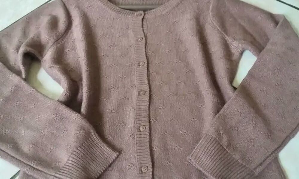 Gilet pull marron maille douce fantaisie - T 38 - 40 ou 40 Vêtements