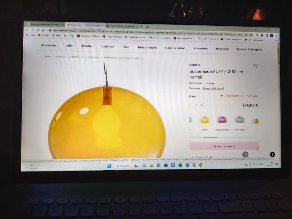 2 suspensions luminaires vintage jaune et orange Meubles