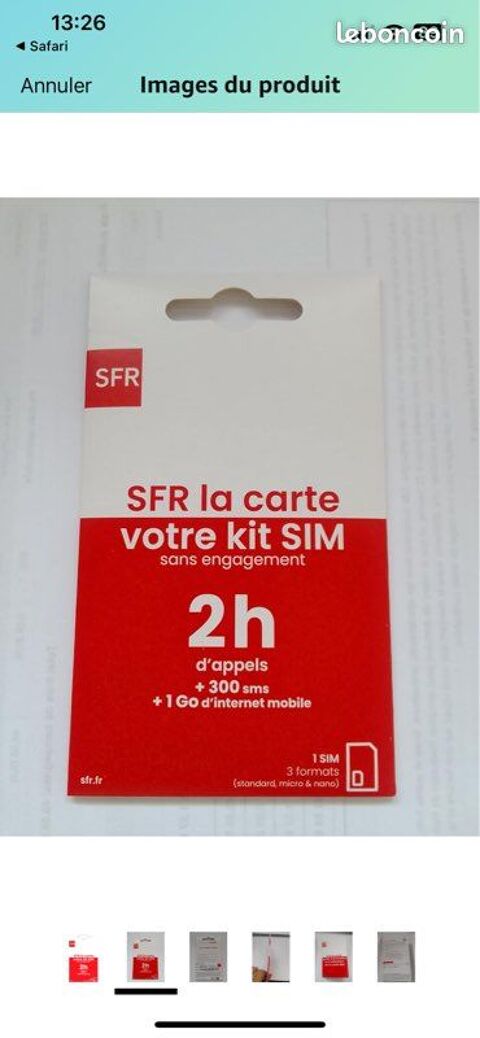 carte sim SFR 5 Denain (59)