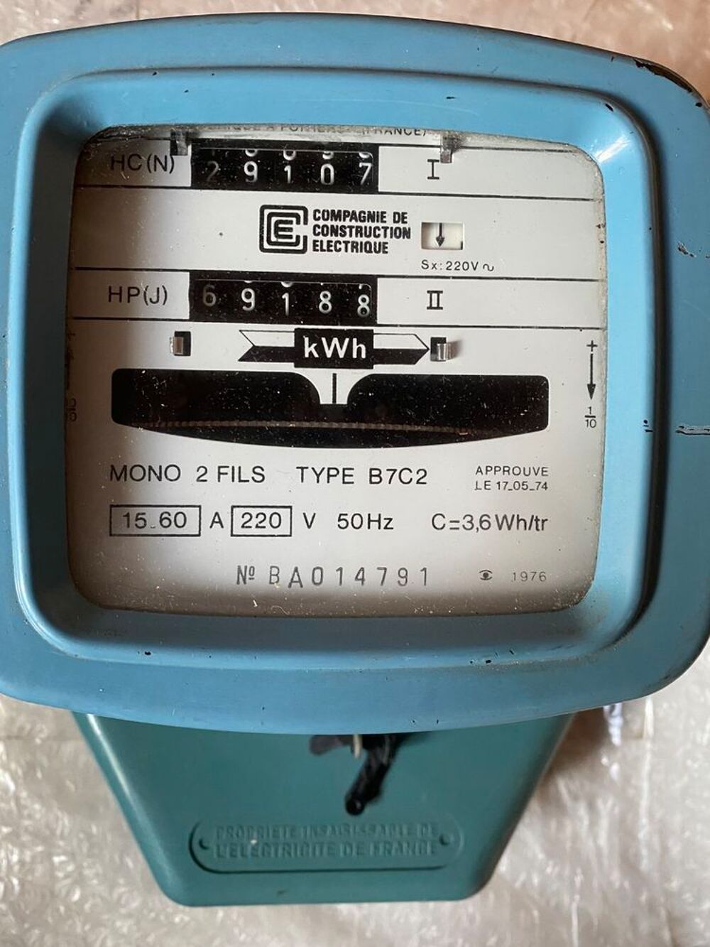 compteur &eacute;lectrique m&eacute;canique monophas&eacute; marque CCE type B7C2 Bricolage