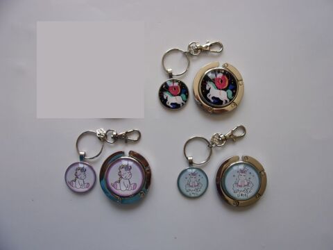 Lot de 3 Duos Accroches sac et portes cl collection Licorne 12 Lennon (29)