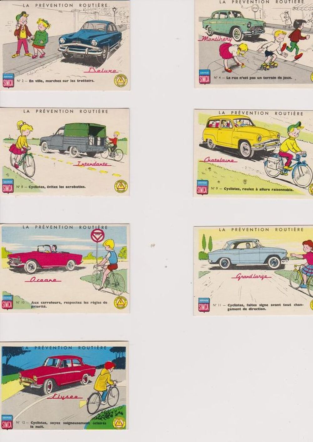 SIMCA - cartes bons points LA PREVENTION ROUTIERE 