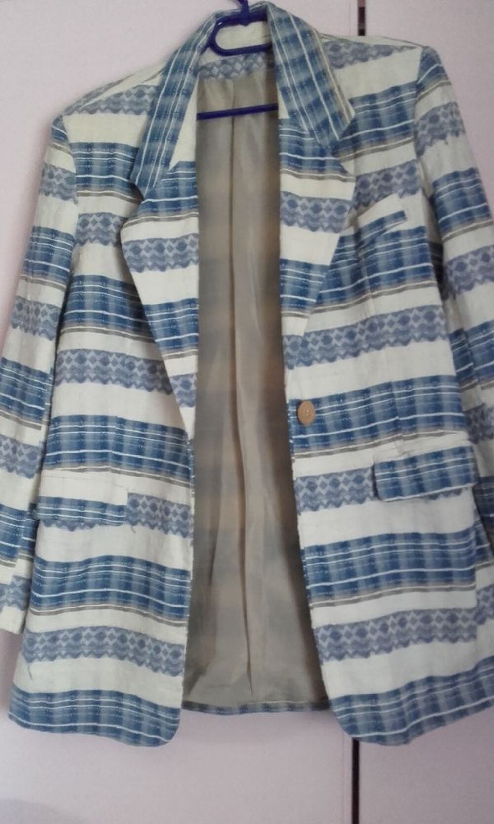 Veste bleu/blanc &agrave; rayures doubl&eacute; Vêtements