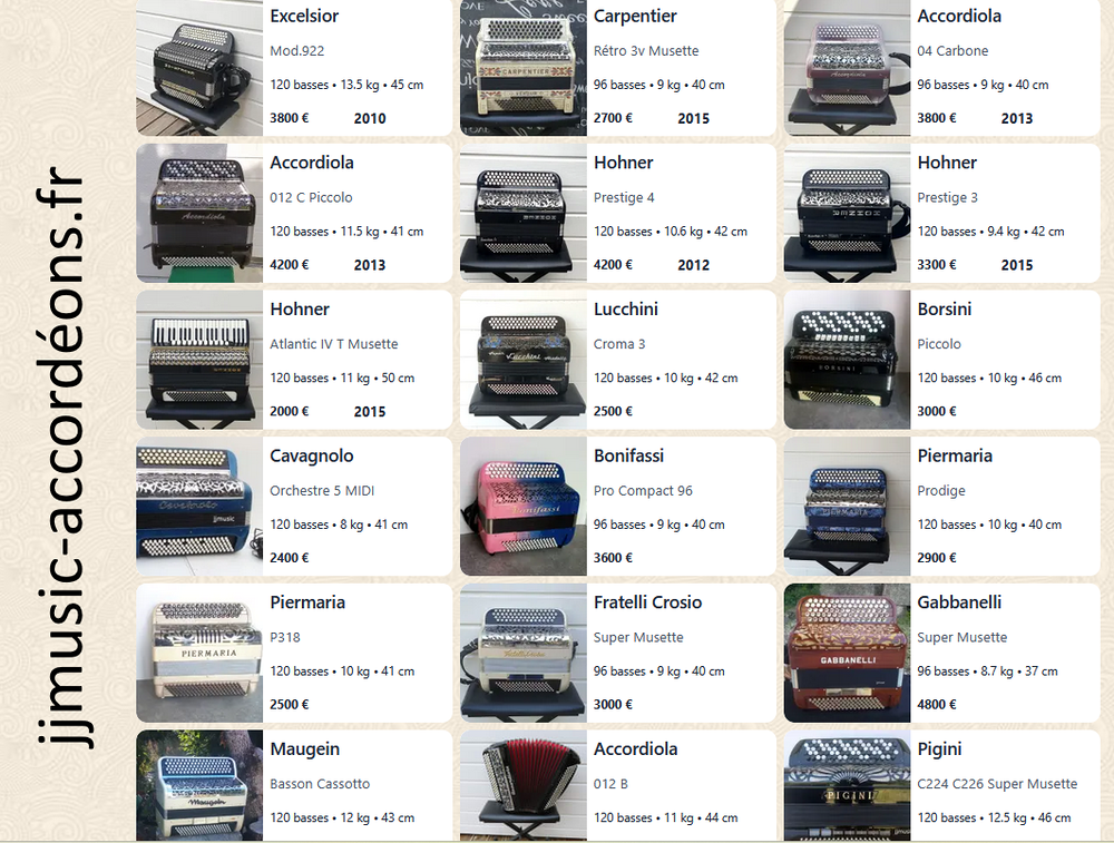 plusieurs accord&eacute;ons r&eacute;vis&eacute;s et garantis visible sur le site Instruments de musique