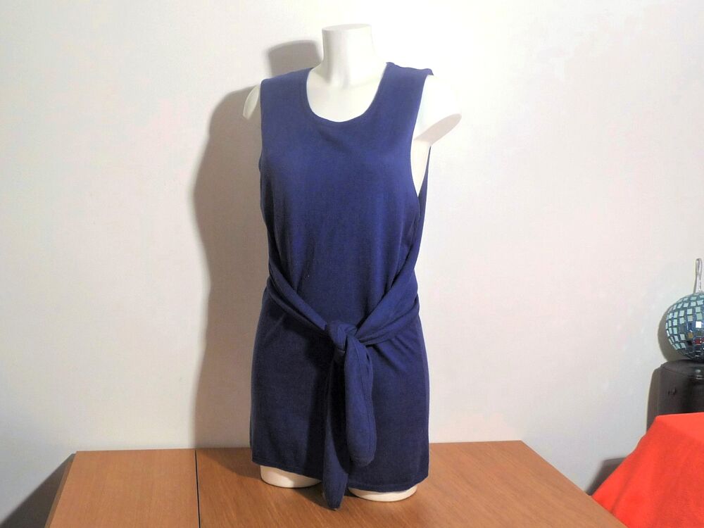 Pull Tunique en Soie et Laine Violet sans manches- Nude Vêtements