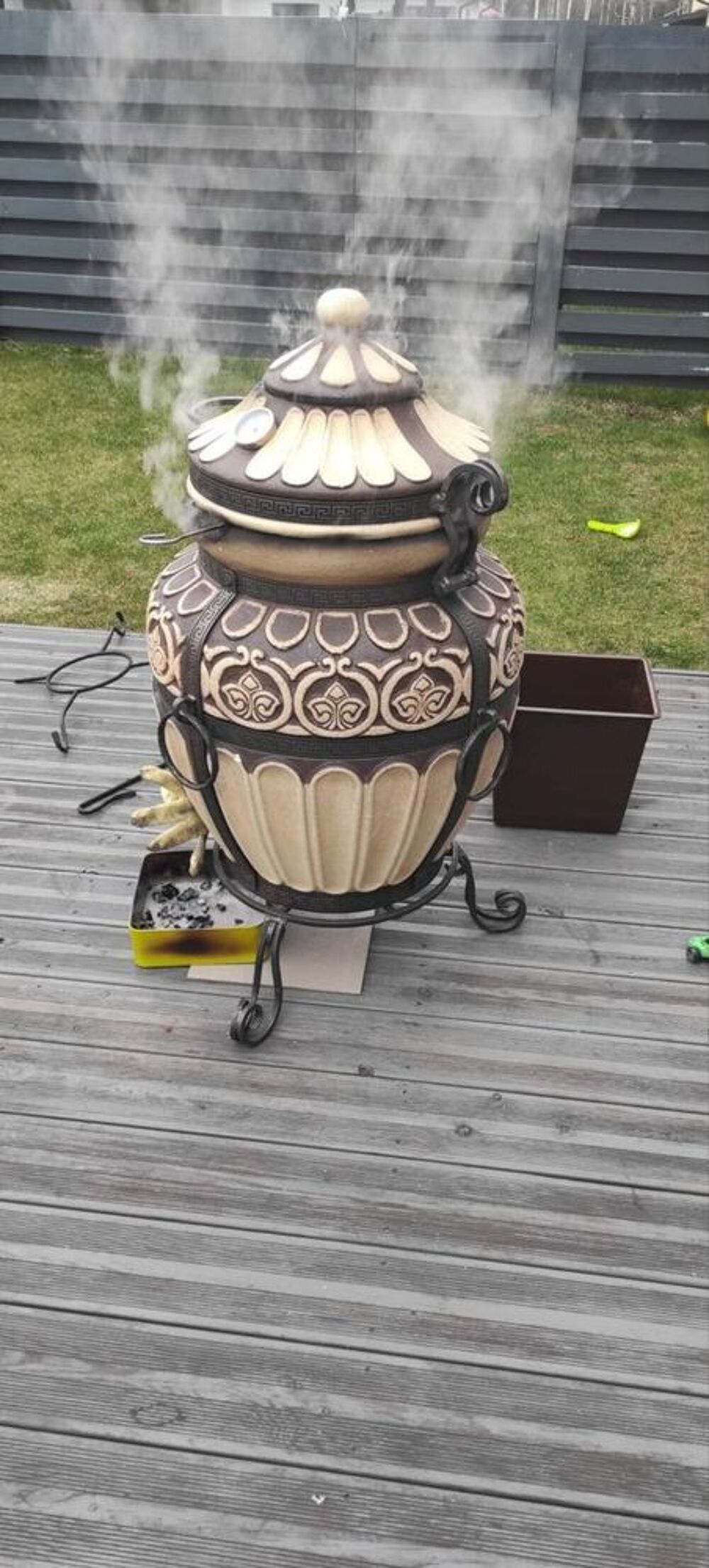 Tandoor GR&Egrave;CE 100L | Barbecue antique en argile r&eacute;fractaire Jardin