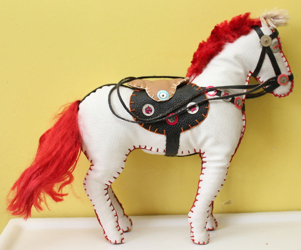 Jouet ancien cheval western en vinyle cousu main 1950 Jeux / jouets