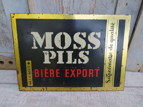 Ancienne Plaque Tôle Publicitaire Bière Moss Pils 
59 Loches (37)