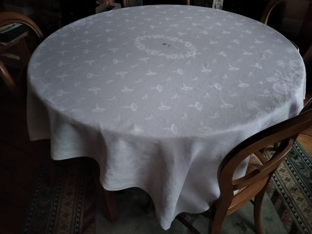 Ancienne nappe damass&eacute;e 1900 D�coration