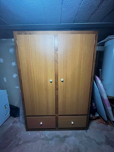 Armoire bois vintage 2 portes + tiroirs �  penderie et �tag�res 250 Loud�ac (22)