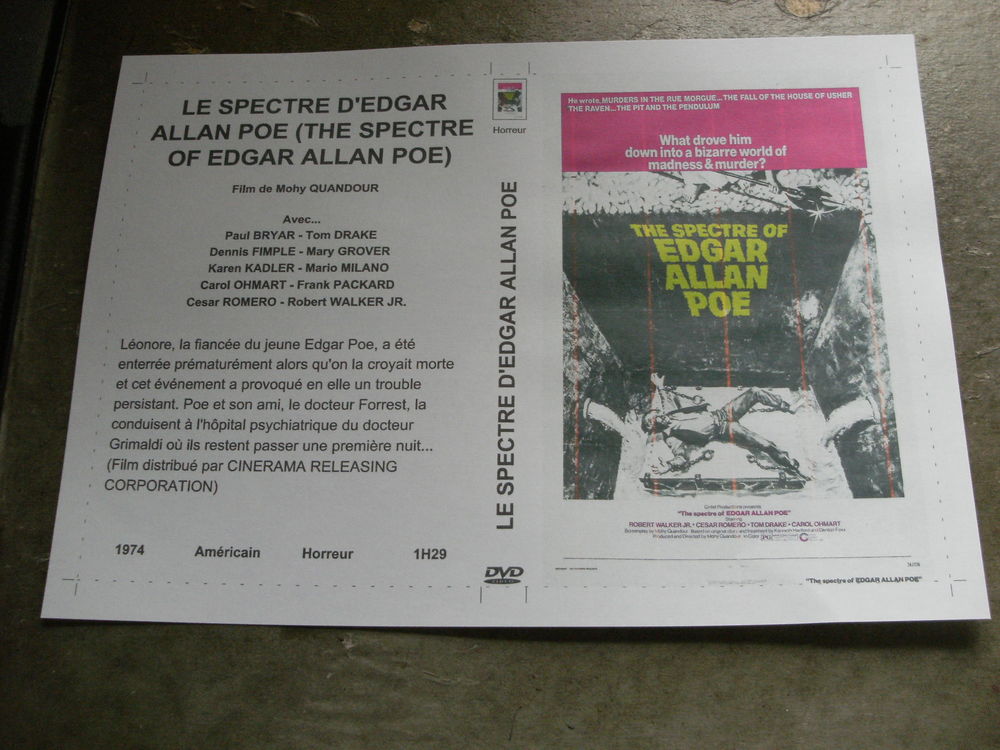 Film : " Le spectre d'Edgar Allan Poe " DVD et blu-ray
