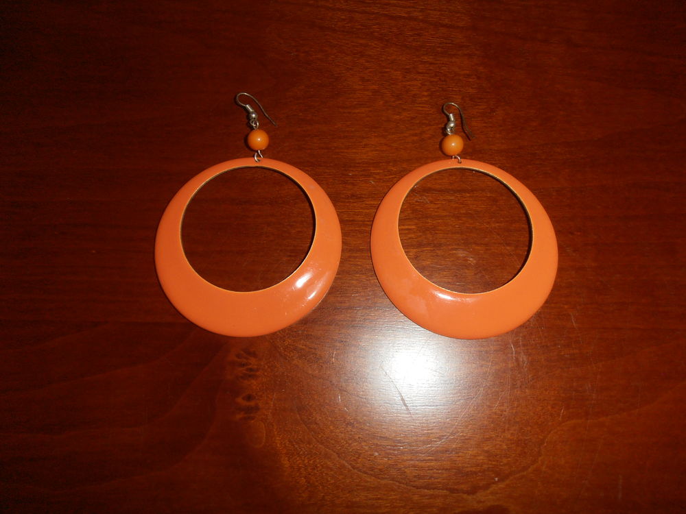 Boucles d'oreilles anneaux orange 3 (28b) Bijoux et montres
