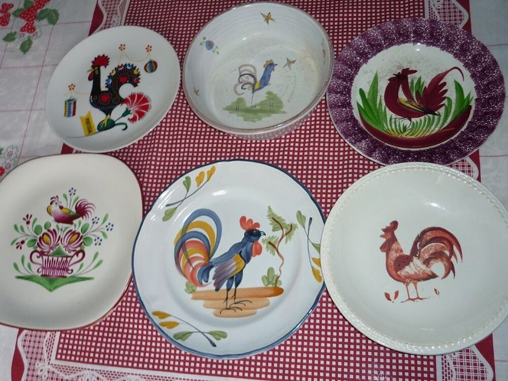 6 ASSIETTES AVEC COQ Décoration
